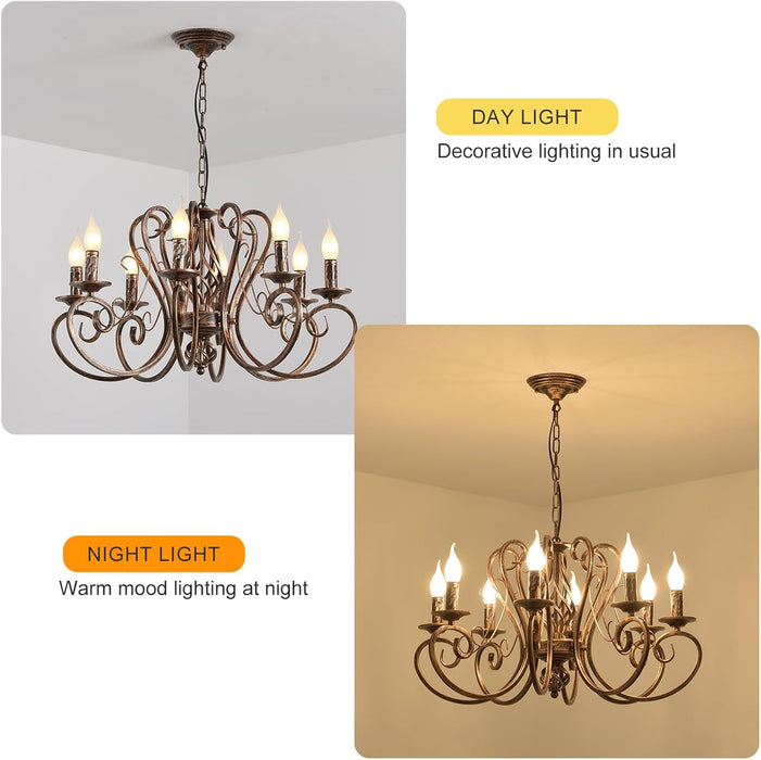Eight Light French Country Adjustable Pendant Chandelier