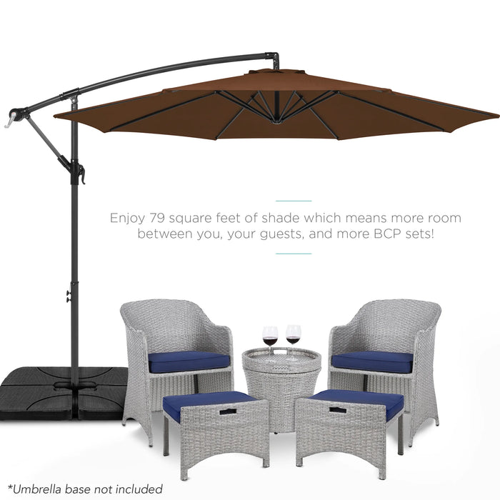 10Ft Offset Hanging Outdoor Market Patio Umbrella W/ Easy Tilt Adjustment - Brown