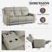 Dual Motor Power Reclining Sofa, Breathable Leather Reclining Couch with Power Headrest/Led Light/Armrest Storage, Recliner Sofa 3 Seater for Living Room (Grey, 3 Seater)