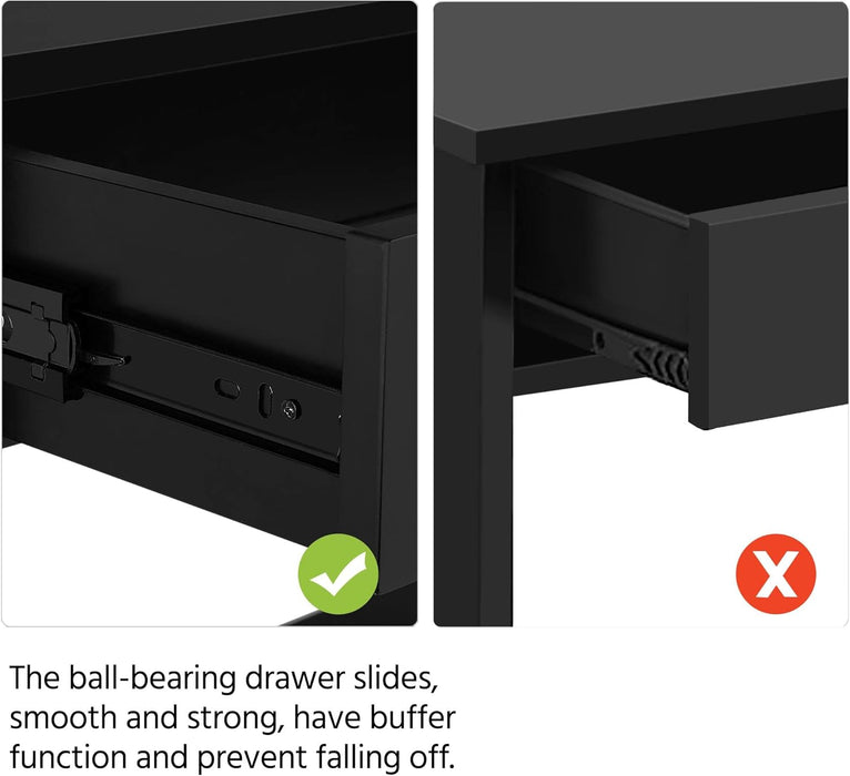 Console Table with Drawer, 39.5 Inch Narrow Sofa Table with Storage Shelves, 3-Tier Wood Entryway Table for Hallway/Living Room/Foyer, Black