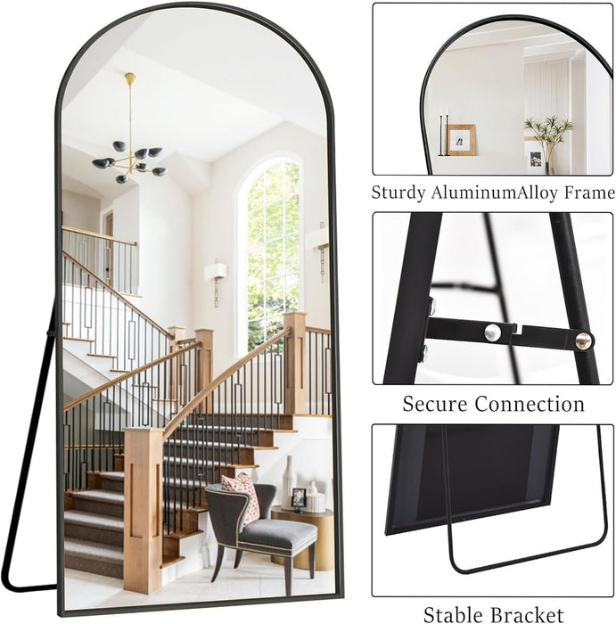 Arched Full Length Mirror 76"X34" Large Floor Full Body Mirror, Black