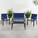 4-Piece Outdoor Textilene Patio Conversation Set, Backyard Furniture W/Loveseat, Coffee Table, Steel Frame - Black/Navy