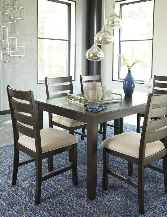 Rokane 7-Piece Dining Room Table Set with 6 Upholstered Chairs - Brown Wood 20" Rectangular Table & Chair Set for Kitchen Dining Room