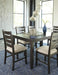 Rokane 7-Piece Dining Room Table Set with 6 Upholstered Chairs - Brown Wood 20" Rectangular Table & Chair Set for Kitchen Dining Room