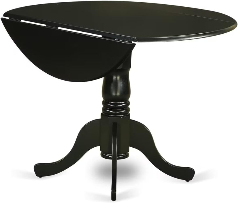 DLT-BLK-TP Dublin Modern Kitchen Table - a round Dining Table Top with Dropleaf & Pedestal Base, 42X42 Inch, Black