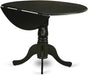 DLT-BLK-TP Dublin Modern Kitchen Table - a round Dining Table Top with Dropleaf & Pedestal Base, 42X42 Inch, Black