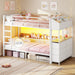 White Twin Over Twin Bunk Bed IndustrialStorageDrawers