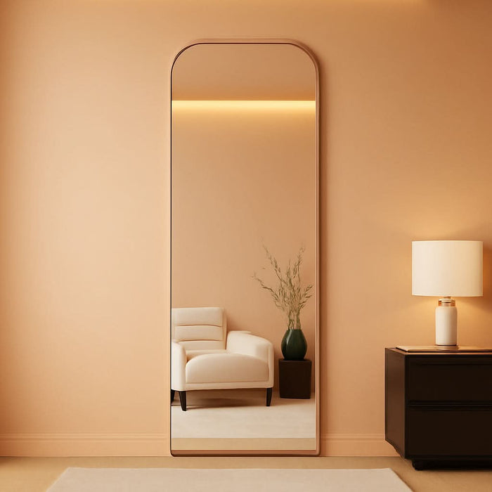 57x20 Full Length Mirror GoldRoundedCornerAluminumFrame