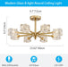 Goldtone Eight Light Sputnik Flush Mount Chandelier