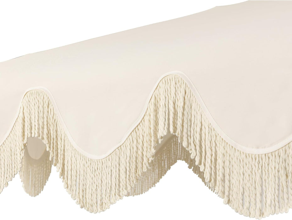 UMB1001 Collins 9 Ft. Classic Cottage Tassel Market Patio Umbrella with Auto-Tilt, Crank, Wind Vent and UV Protection