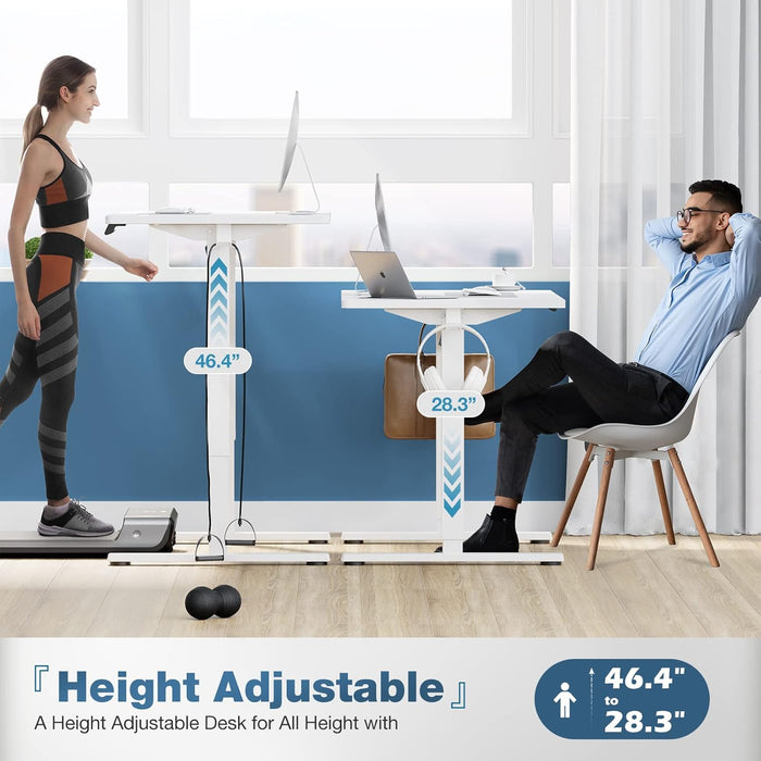 Electric Standing Desk Adjustable Height, 40X24 Inch Sit Stand up Home Office Desks Computer Workstation PC Work Table with 3 Memory Preset Splice Wood Board Metal Frame, White