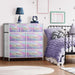 Dresser with 9 Drawers - Furniture Storage Chest for Kid’S, Teens, Bedroom, Nursery, Playroom, Clothes, Toys - Steel Frame, Wood Top, Fabric Bins (Tie-Dye)
