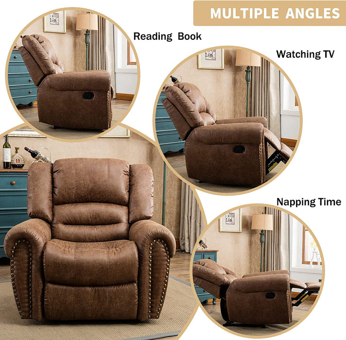 Classic Recliner Chair with Leather Arms