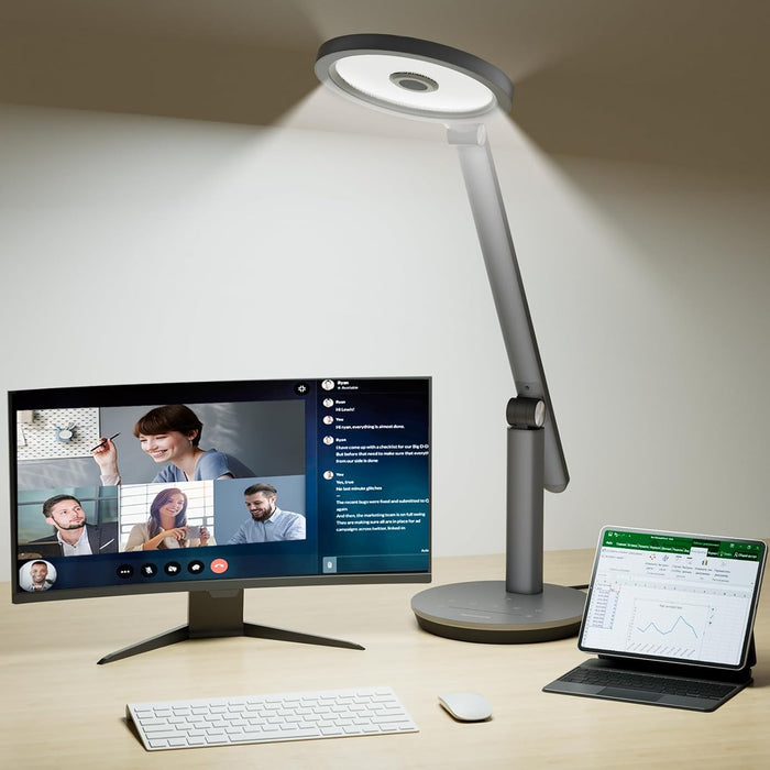 H6 Desk Lamp for Home Office, Dimmable Reading Table Light, Gray
