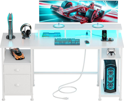 61Inch Computer Desk With IntegratedPowerOutletLED