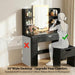 Vanity Desk with Mirror and LED Lights, Makeup Vanity Table with 3 Lighting Color, Adjustable Brightness, Vanity Table with 2 Drawers, Side Storage, for Bedroom (Black, with Bench)
