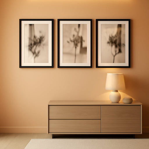 Neutral Framed Abstract Floral Canvas Artwork 12x16