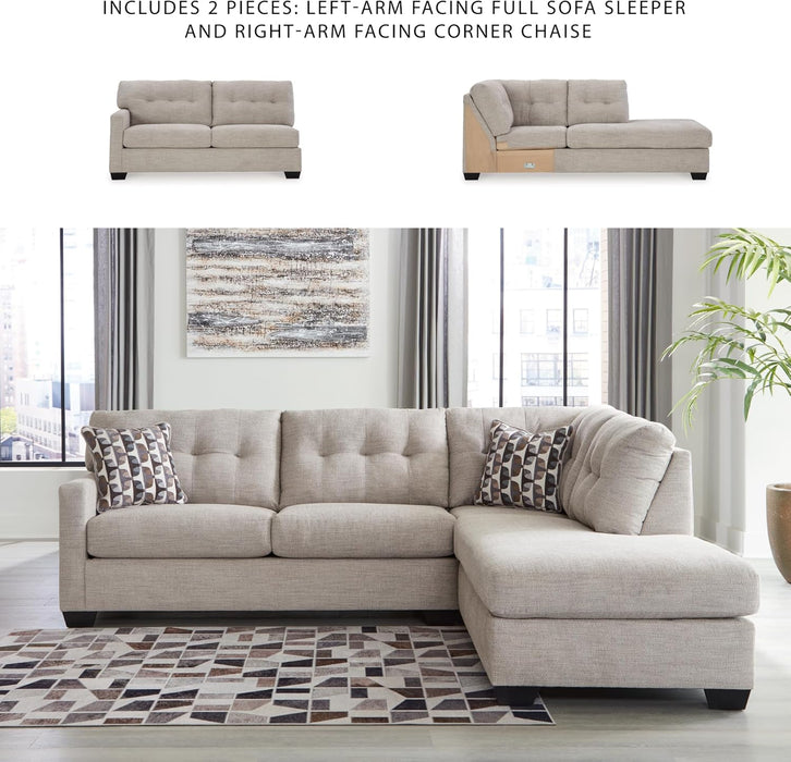 Beige Sleeper Sectional Featuring Chaise Memory Foam