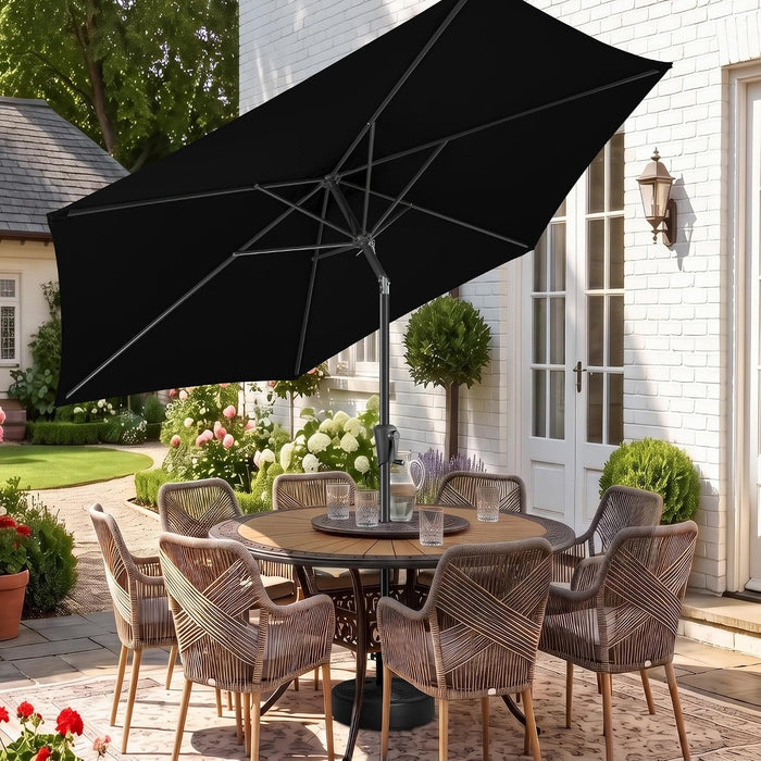 10 Ft Patio Umbrella Outdoor with Push Button Tilt, Black