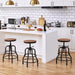 Industrial Bar Stool Vintage Counter Stool Rustic Counter Height Bar Stool Adjustable Metal Stool with round Wood Seat Kitchen/Dining/Cafe Chair 20-27 Inch Tall, Brown, 1PCS