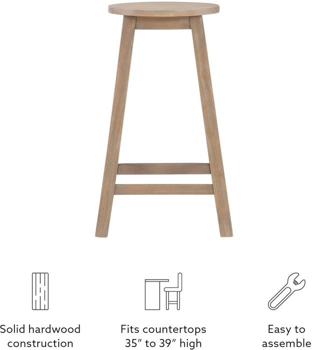 Zeke Grey Wash 24" Counter Stool with round Seat