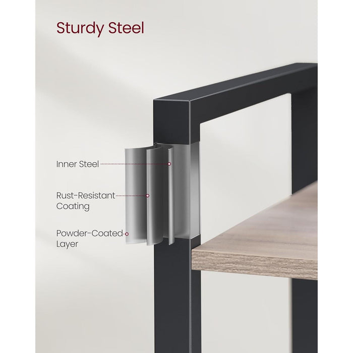 5-Tier Bookshelf, Book Shelf, Industrial Bookcase, with Steel Frame, for Living Room, Home Office, Bedroom, 9.4 X 24.4 X 65 Inches, Greige and Black ULLS025B02