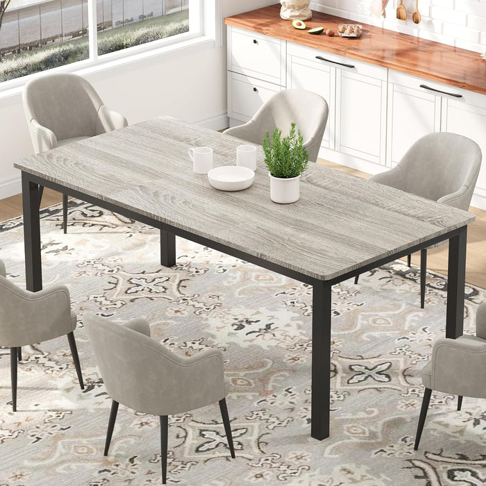 79 Inches Industrial Dining Table Greywashed Finish