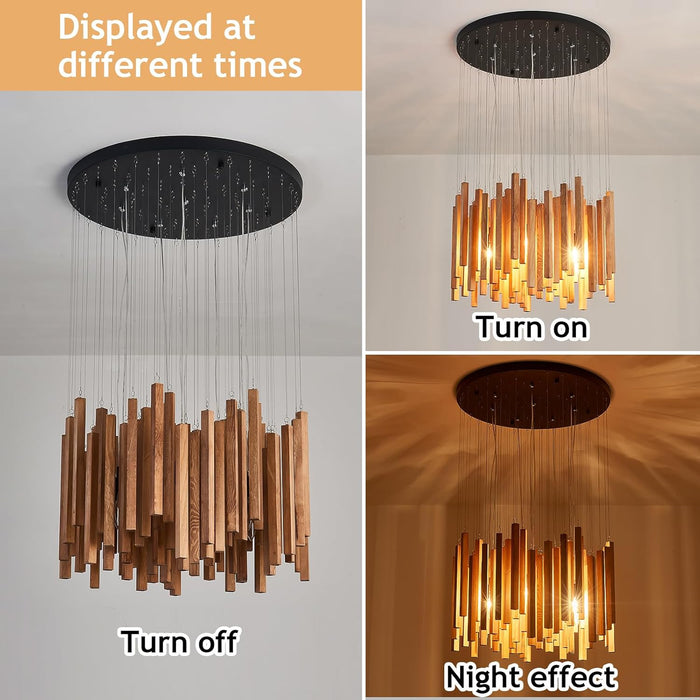 Large Wooden Farmhouse Chandelier For High Ceilings