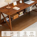 Extra Long Desk with Bookshelf - Wooden Home Office Work Study Table, Writing Computer Workstation with Storage Shelf in Walnut, 55" Wx20 Dx30 H