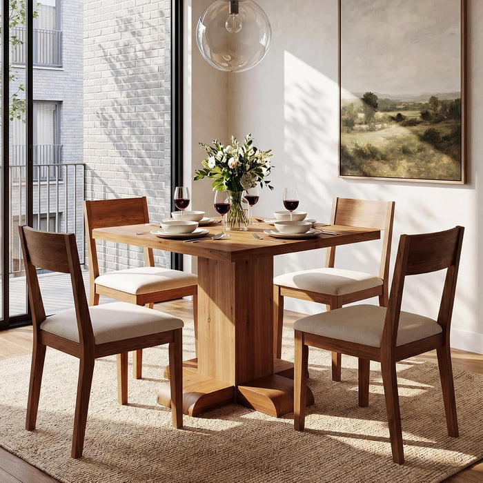 Tribesigns Solid Wood Square Dining Table 31.5 Inch Space-Saving | Natural Wood Grain Kitchen Table, Space-Saving for 2-4 People, Rustic Farmhouse Style for Dining Room, Apartments, Restaurant