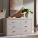 60" Wide Transitional 6-Drawer Dresser for Bedroom, Frosted Oak