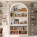 67" L Shaped Desk with Tall Arched Bookshelf, Mid-Century Office Computer Desk with 3 Drawers and Storage Shelves, Corner Executive Desk with Sliding Barn Door for Home Office, White