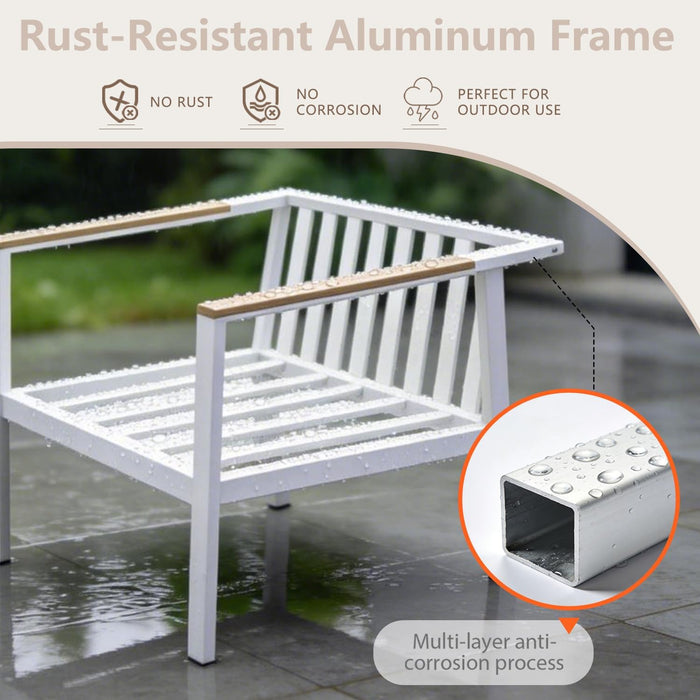 Aluminum Patio Sectional Furniture Set,4 Piece Patio Conversation Sets Outdoor Patio Furniture Set Sofa with Coffee Table & Washable Cushions White