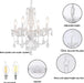 Plug in Crystal Ceramic White Chandelier, Glass Chandeliers,White Crystal Hanging Pendant Light with Clear Cord and On/Off, 4 Light Crystal Chandelier for Wedding, Kitchen, Dining,Foyer, Mini Room