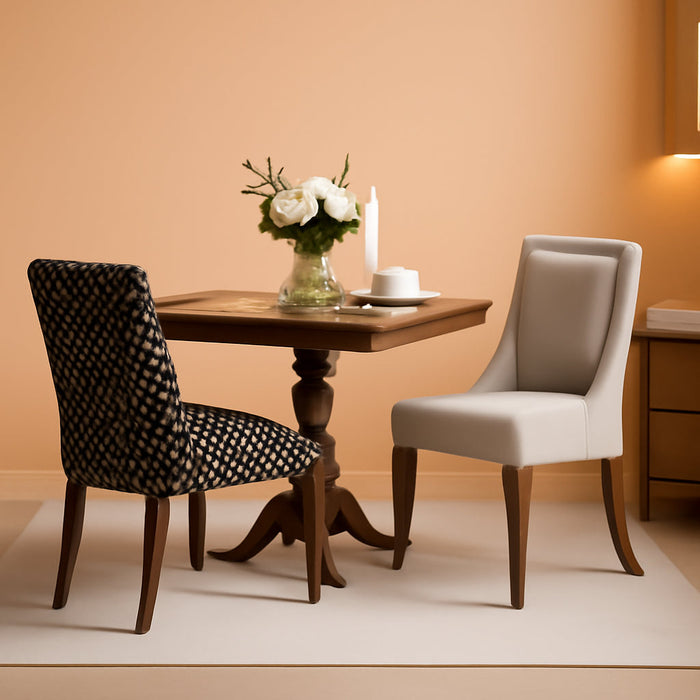 Modern Dining Chairs Set of 2, High Back Dining Chairs Side Chairs with Solid Wood Legs, Upholstered Fabric Dining Room Chairs for Dining Room Kitchen, Beige and Patterned