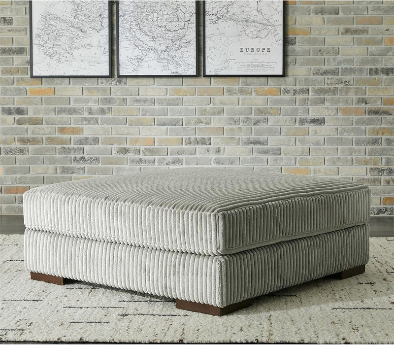 Lindyn Contemporary Square Tufted Upholstered Oversized Accent Ottoman, Light Gray