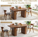 55 In–71 in Extendable Rectangular Dining Table for 4–6, Modern Farmhouse Expandable Kitchen Table with Carved Line Base, Wooden Dinner Table for Kitchen Living Room Home Office (Walnut)