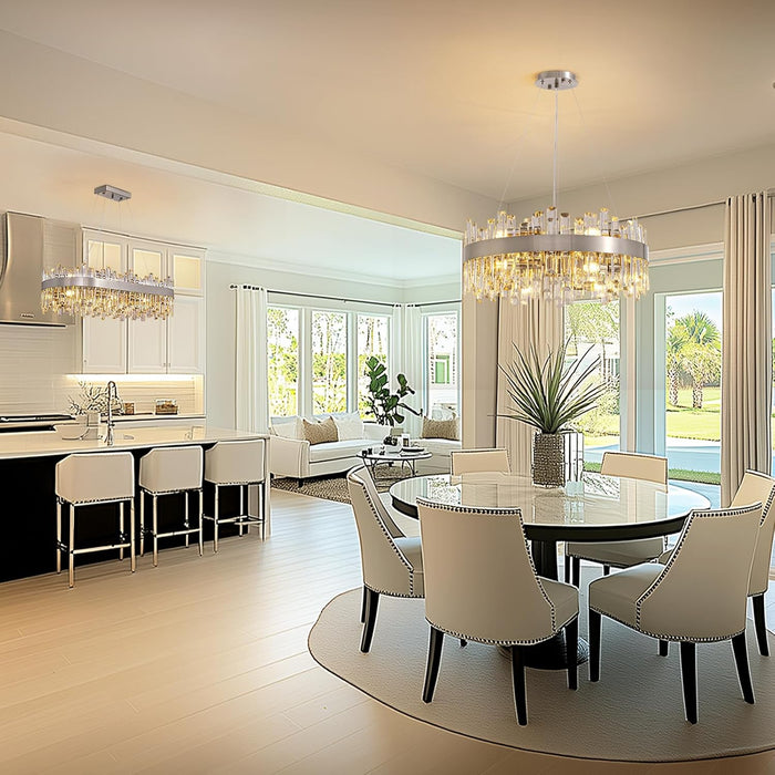 Crystal Chandelier 12 Light Brushed Nickel Dimmable