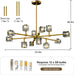Modern Sputnik Crystal Brass Chandelier: Gold Dining Room Living Room Light
