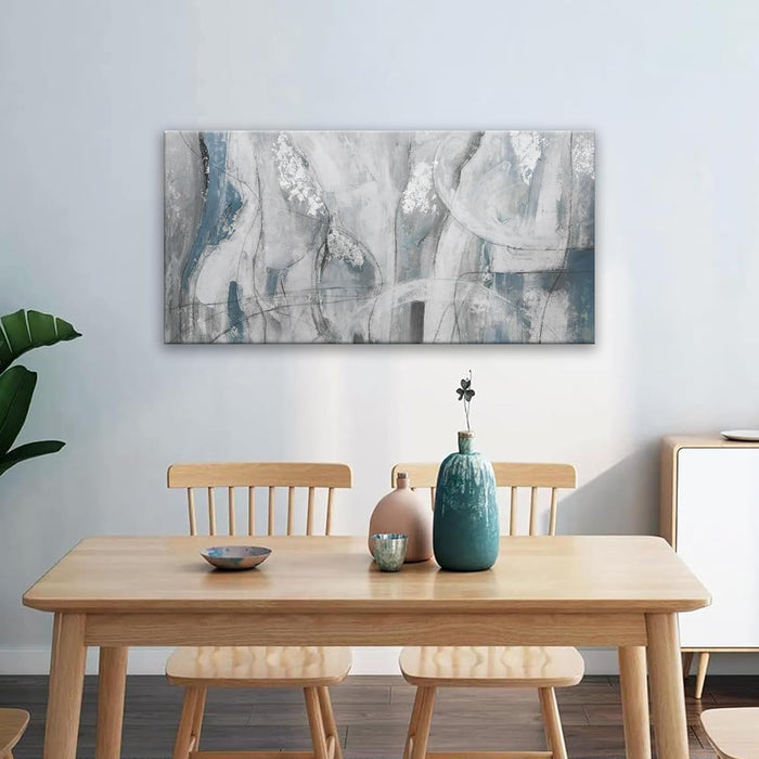 Abstract Wall Art Ready to Hang White Wall Art Modern Fantasy Paintings Blue White Abstract Wall Decor Prints Canvas Art Wall Decor Painting for Bedroom Office Decoration 20" X 40"