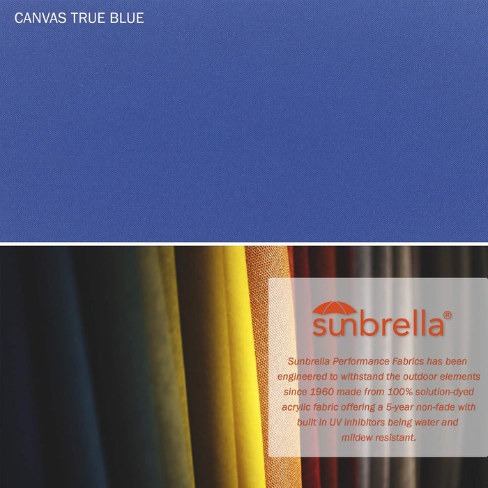 9' Rd Sunbrella Aluminum Patio Umbrella, Crank Lift, Auto Tilt, Bronze Pole, True Blue Fabric