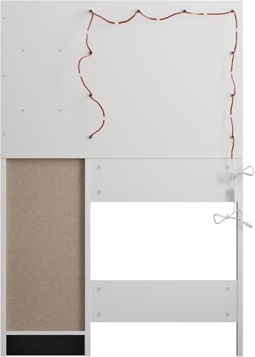 Lighted Makeup Vanity Desk, 35.4“W X 15.7'”D X 54“H, White (With Lights and Mirror, Dimming Function, 2 Drawers and 1 Cabiniet, Open Shelves) by Boahaus