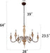 French Country Six Light Distressed Wood Chandelier