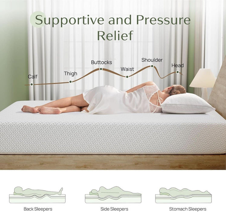Twin Size Mattress, 10 Inch Gel Memory Foam Mattress in a Box, Fiberglass Free, Breathable for Cooler Sleep Supportive & Pressure Relief, Certipur-Us Certified, White