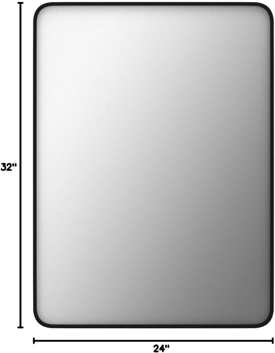 24X32 Inch Black Metal Framed Bathroom Mirror