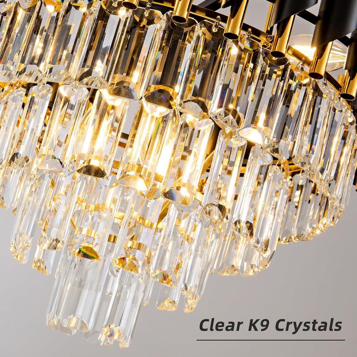 Crystal Chandelier Twenty Inch Round Goldtone Pendant