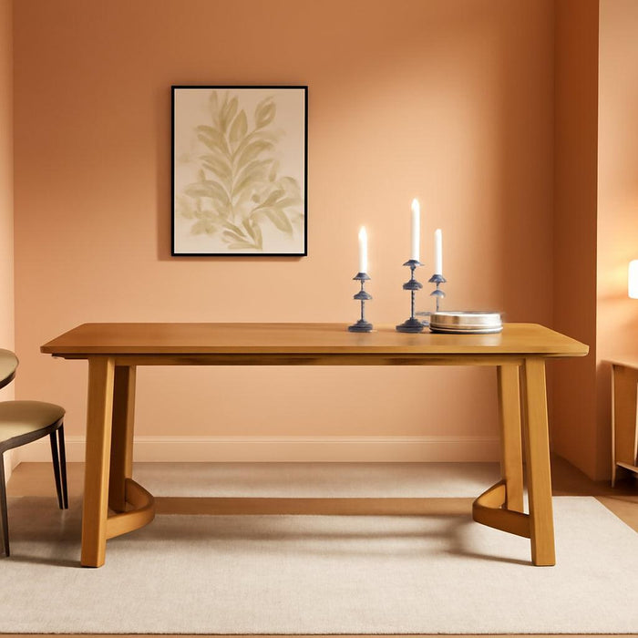 Modern Farmhouse Rustic Solid Oak Wood Rectanglular Dining Table for 6 - White Oak