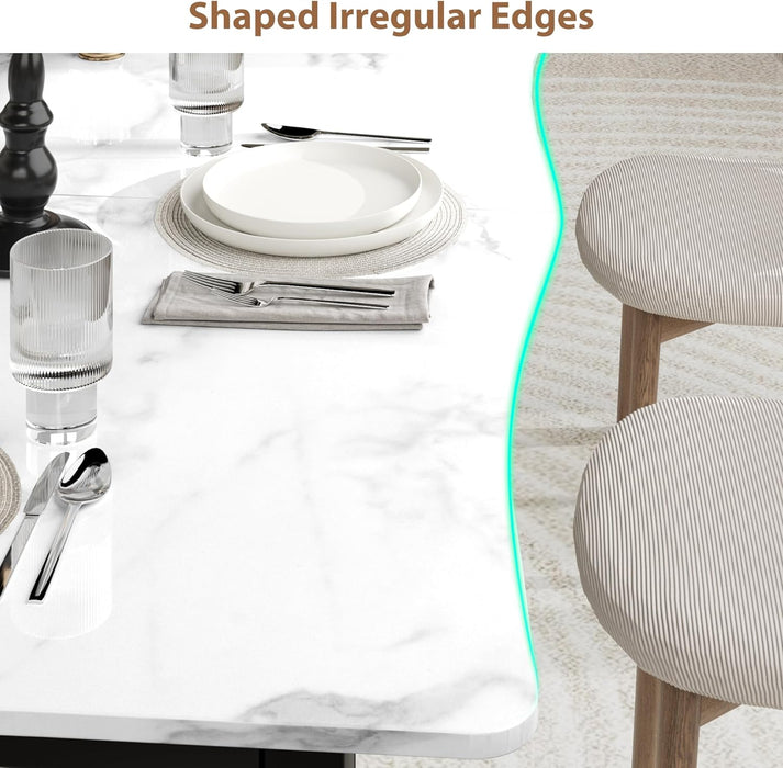 PremiumGrade 79Inch Dining Table Iron Legs MarbleTop