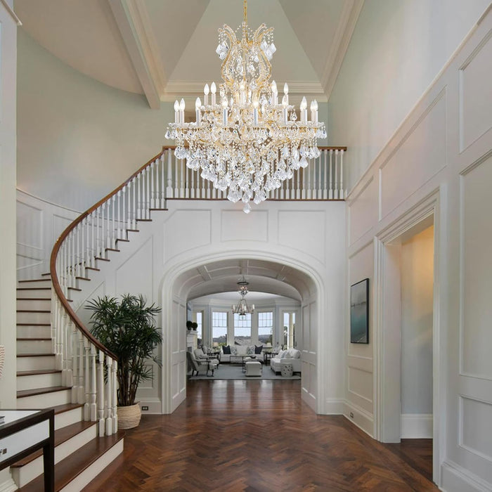 Gold Large Crystal Chandelier-24-Light Chandelier Light Fixture Modern Maria Theresa Crystal Chandeliers Light for Foyer, Entryway, Staircase,High Ceiling,Living Dining Room