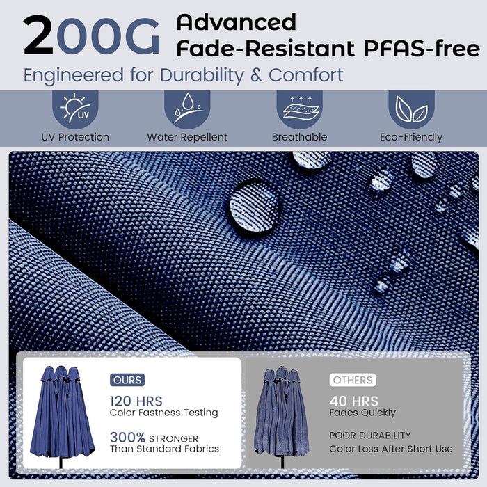 15Ft Patio Umbrella with Base,Large Outdoor Double-Sided Rectangle Umbrella with Crank Handle, Market Umbrella for Poolside Garden Deck Backyard Beach Pools, Navy Blue